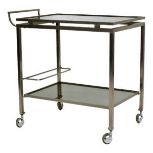 Guy Lefevre Bar Cart Chrome & Smoked Glass Maison Jansen Mid-Century Modern 1965
