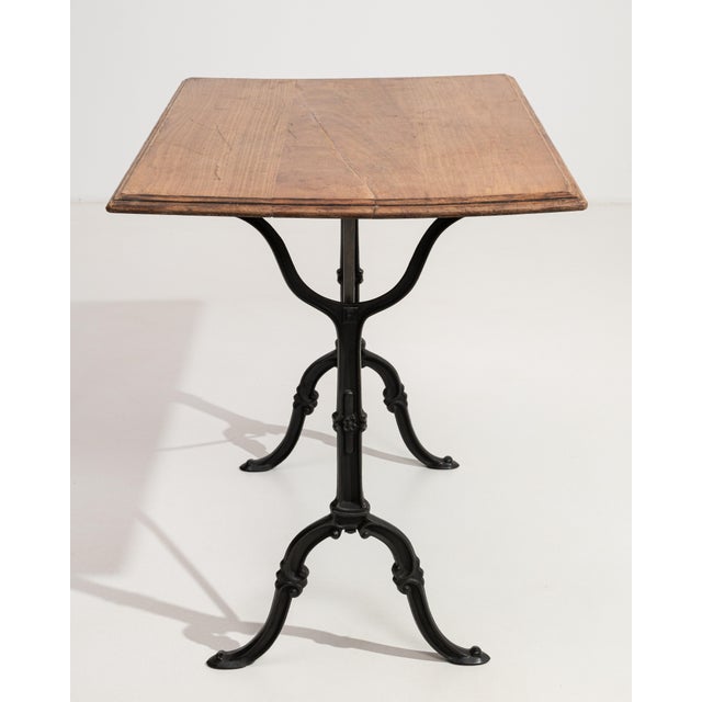 Cast Iron Bistro Table with Oak Top, Antique, France, 20th Century For Sale - Image 10 of 13