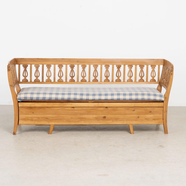 Farmhouse 19th Century Swedish Pine Storage Bench With Storage For Sale - Image 3 of 12