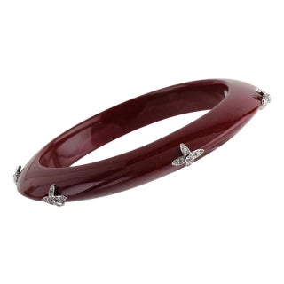 Miriam Salat Sterling Silver and Resin Star Bangle Set With White Topaz For Sale