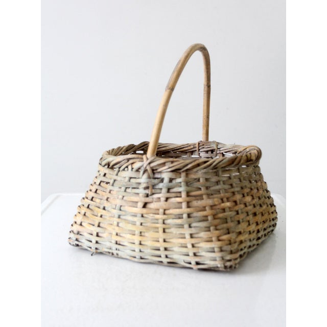 Vintage Handwoven Cottage Basket For Sale - Image 4 of 12