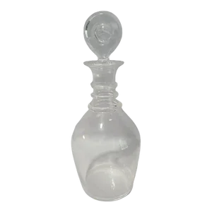 Mid-Century Modern Steuben Crystal 3-Ring Neck Liquor Decanter, Signed