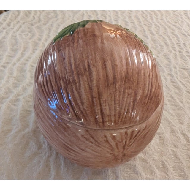 "Set of 8 Vietri Italy Faux Bois Coconut Lidded Boxes, Fern Leaf, Palm Beach" For Sale - Image 9 of 11