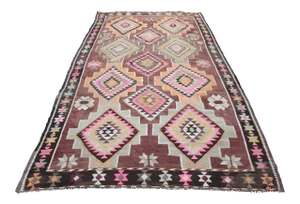 Vintage Flatweave Color Turkish Kilim Rug -11'5''x6'4'