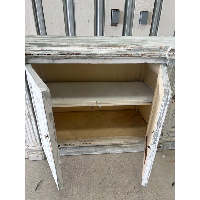 Antique Four-Door Enfilade / Sideboard With Distressed Paint, Circa 1900 For Sale In Houston - Image 6 of 12