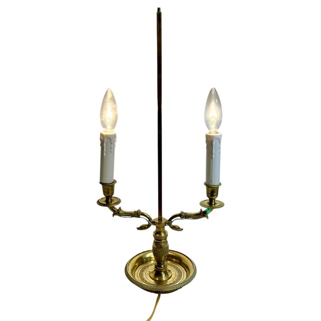 Early 20th Century Empire-Style French Tôle & Gilt Brass Bouillotte Lamp With Green Tole Shade For Sale - Image 12 of 18