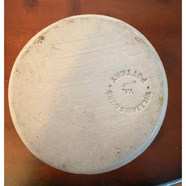 Mid-Century Williamsburg Pottery Handmade Stoneware Mug With Blue Leaf Motif For Sale - Image 4 of 7