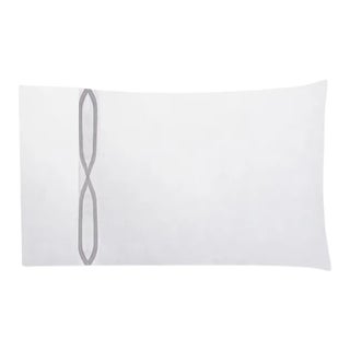 Clarissa Cotton Standard Pillowcase, White & Light Gray For Sale