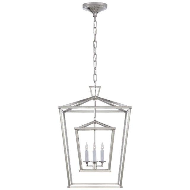Darlana Medium Double Cage Lantern in Polished Nickel Designer: Chapman & Myers Canopy: 6" Round Mounting: Chain Shade...