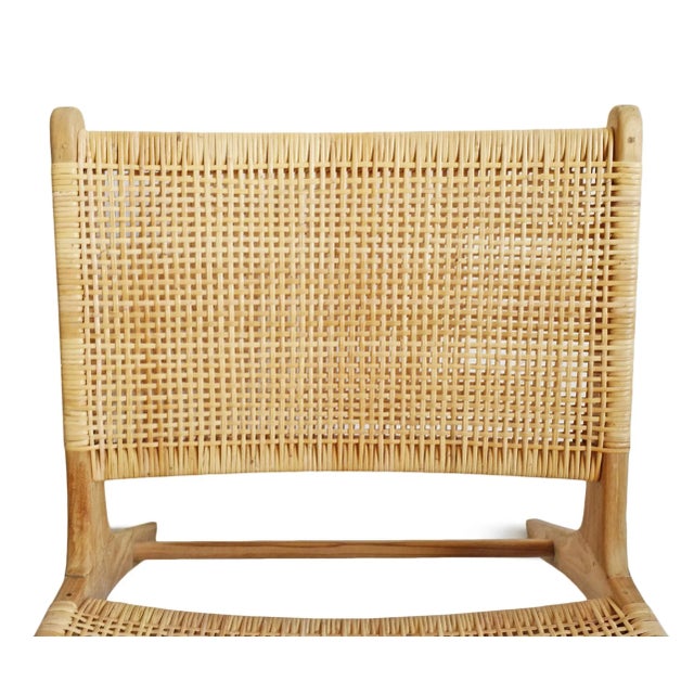Natural Teak & Rattan Easy Chair For Sale In Los Angeles - Image 6 of 12