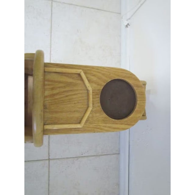 1970s Vintage Wood Magazine Rack Side End Table With Cup Holder Brown Freestanding For Sale - Image 5 of 7