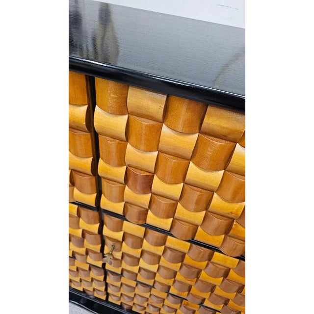 Black Vintage Italian Mobile Bar in Wood and Brass, 1970 For Sale - Image 8 of 11