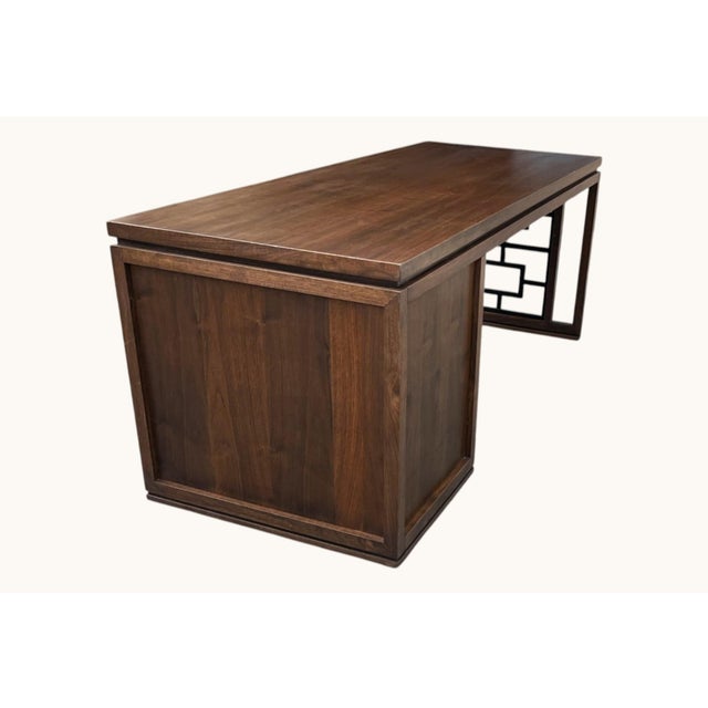 Modernist Sculptural Walnut Desk With Asymmetrical Geometric Base For Sale - Image 17 of 17