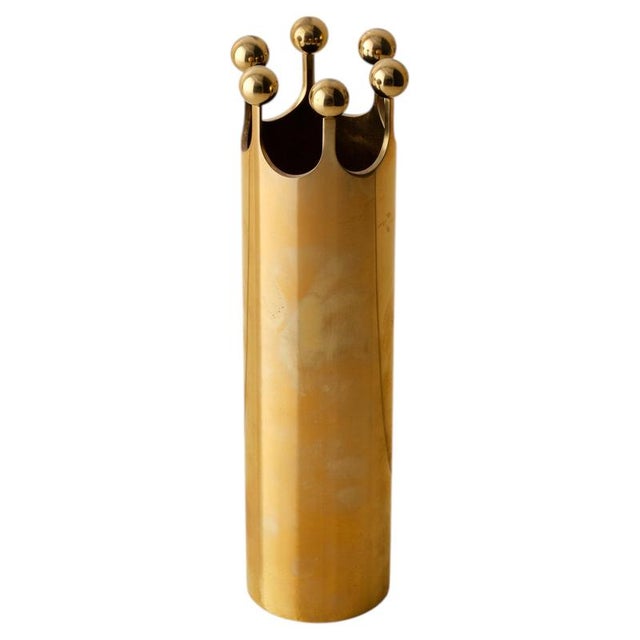 Metal Vintage Brass Vase by Pierre Forssell, 1960s For Sale - Image 7 of 7