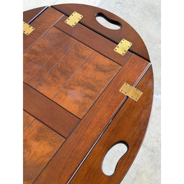 Brown Vintage Scandinavian Mid Century Modern Transforming Wooden Tray Table For Sale - Image 8 of 9