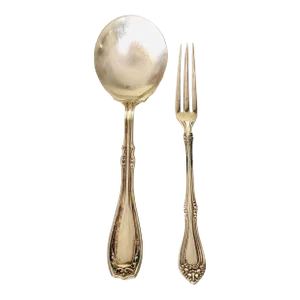 Vintage Silverplate Mismatched Pattern Sugar Spoon & Lemon Fork