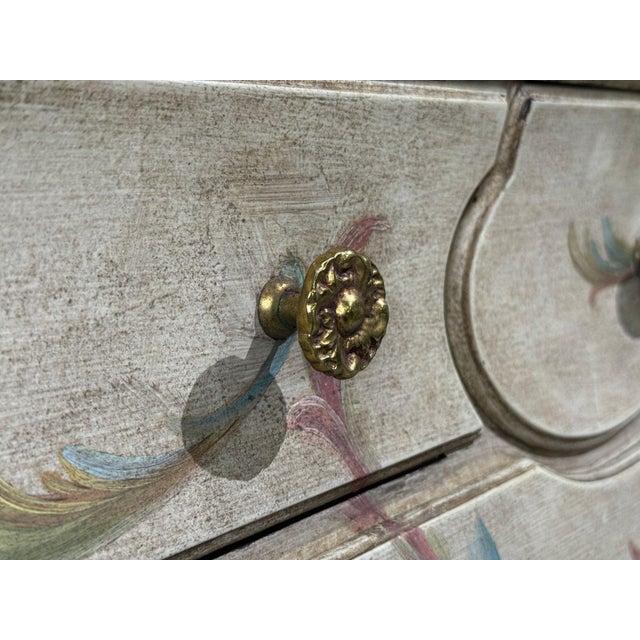 Venetian, Chinoiserie Bombé Commode, Beige Painted, Faux Marble, Italy, 1920s For Sale - Image 14 of 18