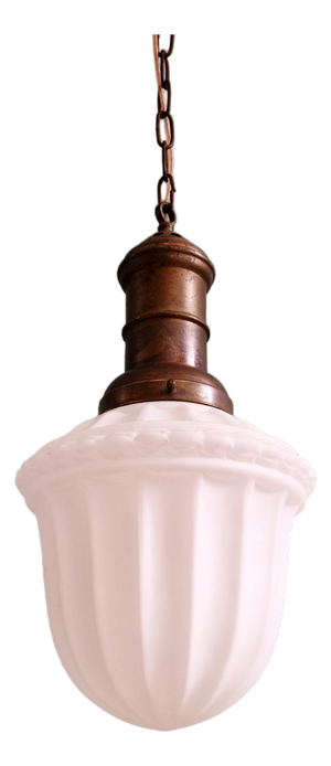 Art Deco Pendant Light in Molded White Pressed Glass, 1920s-1930s