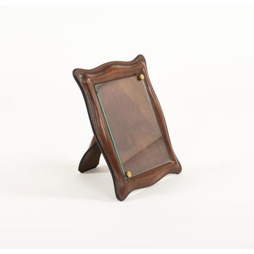 Mid-Century Picture Frame in Curved Leather and Glass, Italy, 1970s For Sale - Image 10 of 15