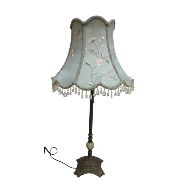 1990s Lamp Hats Faux Bronze Marble Italian Regency Column table Lamp Shade For Sale - Image 4 of 9