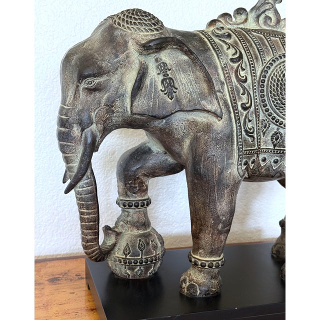 Large Resin Adorned Asian Elephant Statue 17" For Sale - Image 6 of 9