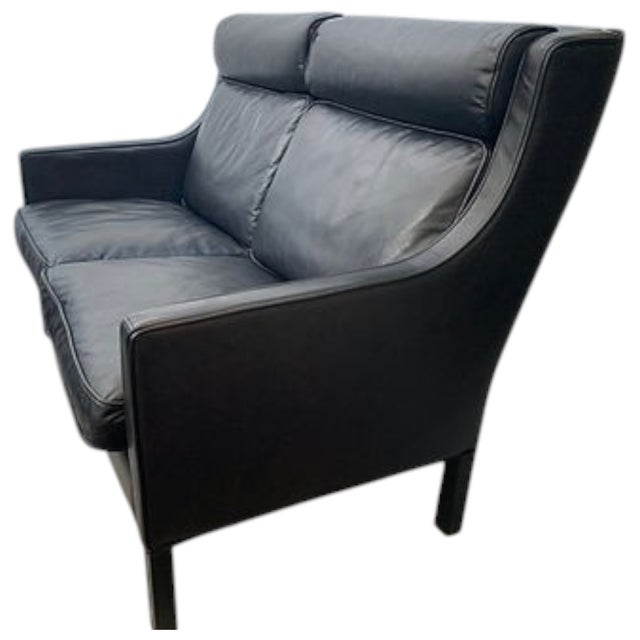 Animal Skin Experience the Perfect Blend of Timeless Design and Luxurious Comfort With This Exquisite Black Leather Loveseat From Restoration Hardware. For Sale - Image 7 of 8