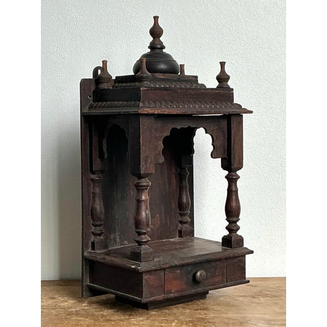 Wood Vintage Boho Carved Wood Altar For Sale - Image 7 of 11