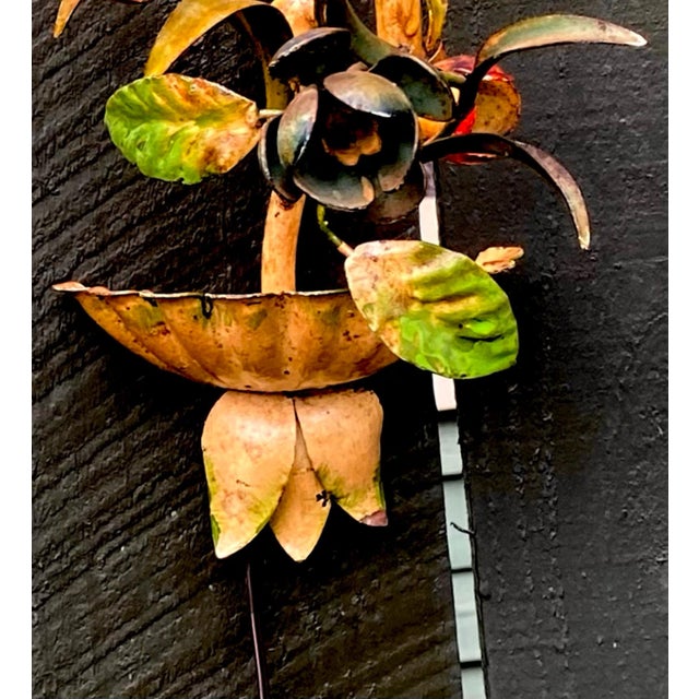 Vintage Italian Hand Painted Hand Crafted Tole Wall Sconces - a Pair For Sale - Image 6 of 18