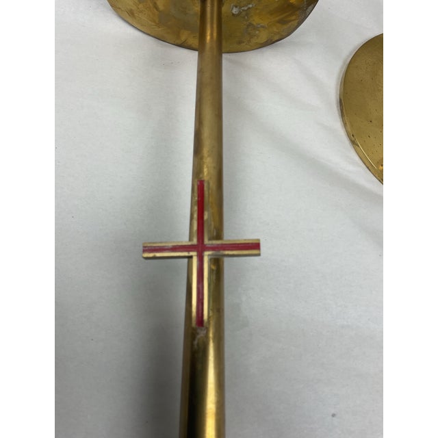 Mid-Century Modern Mid Century, Solid, Brass, Modernist Candleholders, in the Style of Tommi Parzinger For Sale - Image 3 of 12