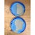 This pair of vintage stoneware plates showcases a bold, hand-glazed abstract composition in layered tones of blue. Each...