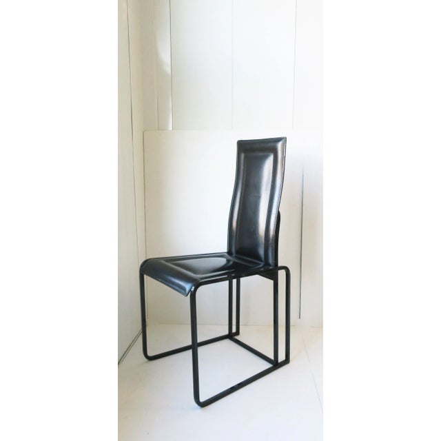 1970s Postmodern Italian Black Leather Chairs 1970s, Italy, Pair For Sale - Image 5 of 13