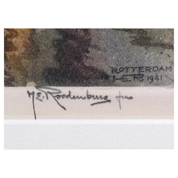 Antique Hand Colored Rotterdam Harbor Engraving by Hendrikas Elias Roodenburg For Sale - Image 5 of 5