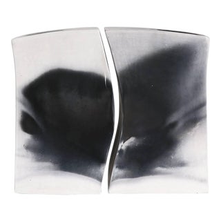 Architectural Smoke Fired Ceramic Vases, Set of 2 For Sale