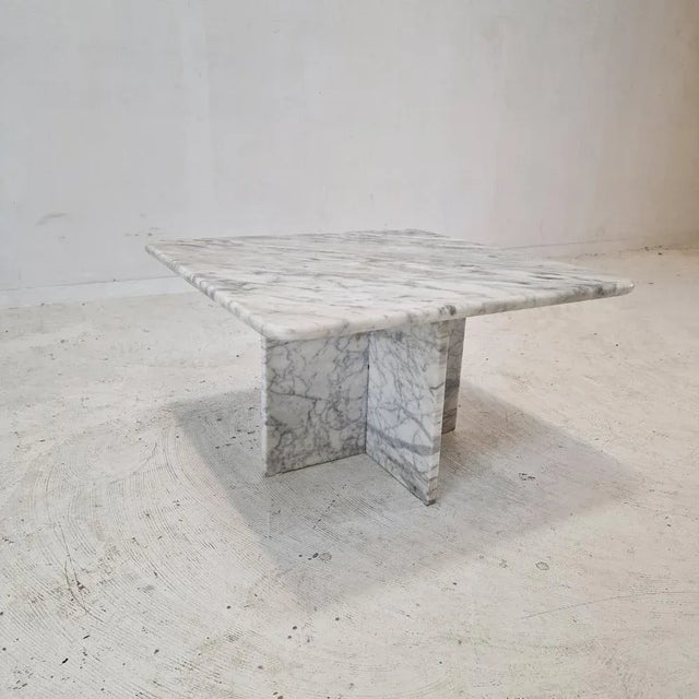 Italian Carrara Marble Coffee Table, 1980s For Sale - Image 6 of 13