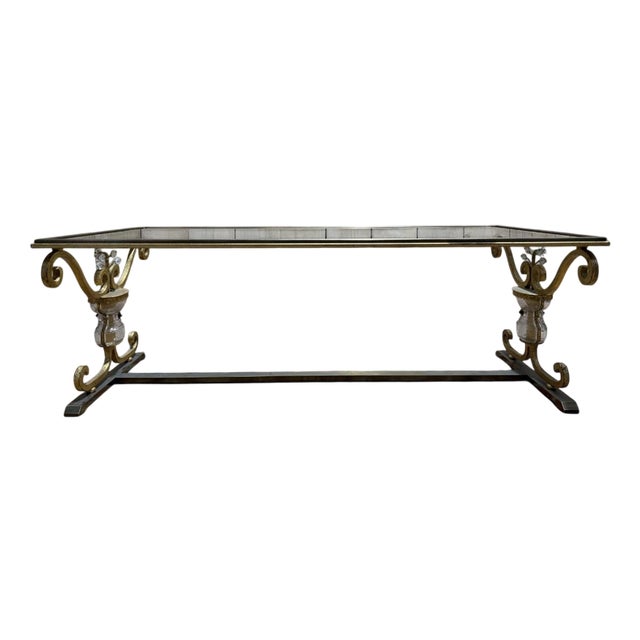 Gold-Plated Metal and Glass Coffee Table attributed to Baguès For Sale