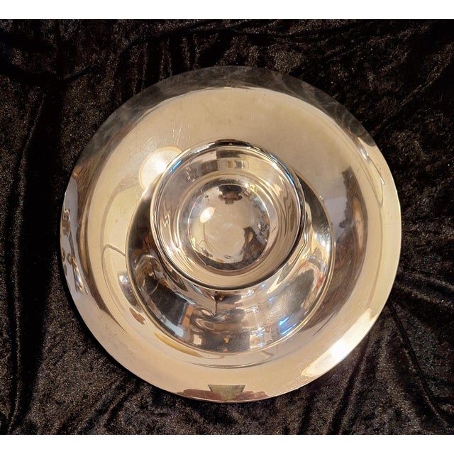 Vintage Silver-Plated Metal Serving Bowl by Oneida Silversmith, 1970s For Sale - Image 3 of 6