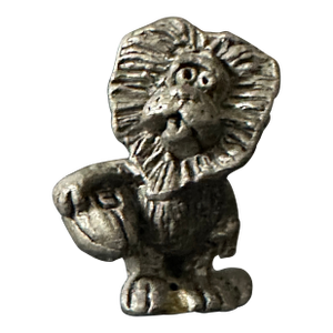 Vintage 1970s Hand Cast Pewter Lion Holding a Football Figurine