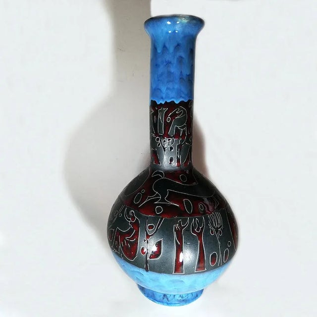 Italian Ceramic and Enamel Vase by Tosin for Etruria, 1950s For Sale - Image 6 of 12