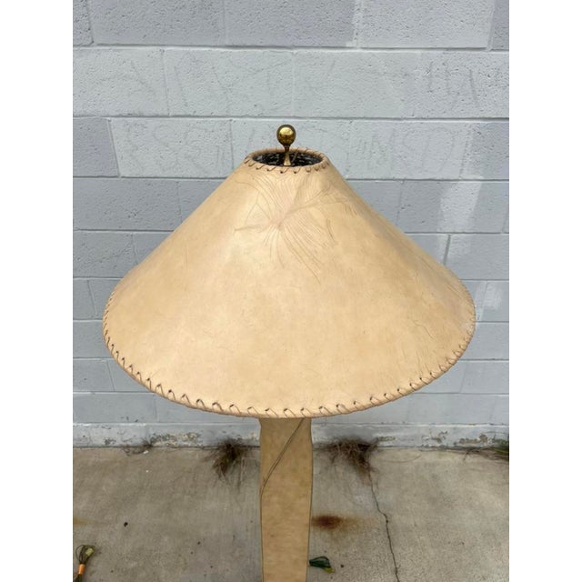 Pair of 1990s Lexington Furniture Cream Leather Floor Lamps With Matching Leather Shades For Sale - Image 13 of 17