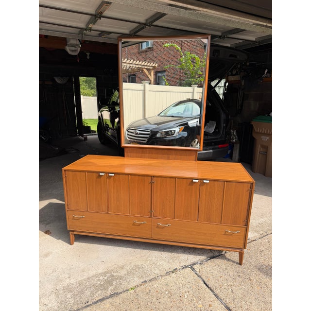 Red Lion Vintage 1959 Red Lion Mid-Century Modern Walnut Dresser / Credenza & Mirror For Sale - Image 4 of 6