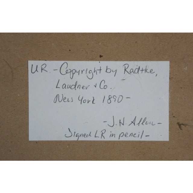 Antique Jn Allen Signed Panoramic Country Farm Pond Landscape Etching 25" For Sale - Image 9 of 10