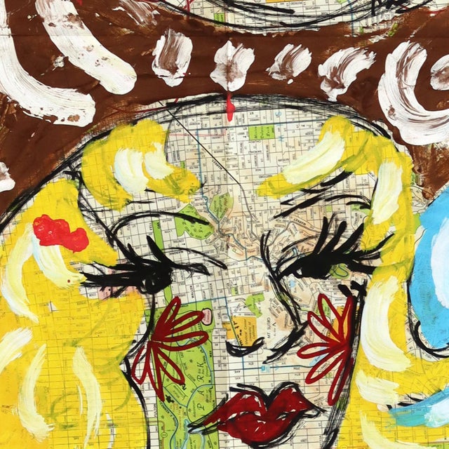 Rodeo Rouge - Original Rodeo-Inspired Western Acrylic Artwork on Paper Map by Jesse Black For Sale In Los Angeles - Image 6 of 6