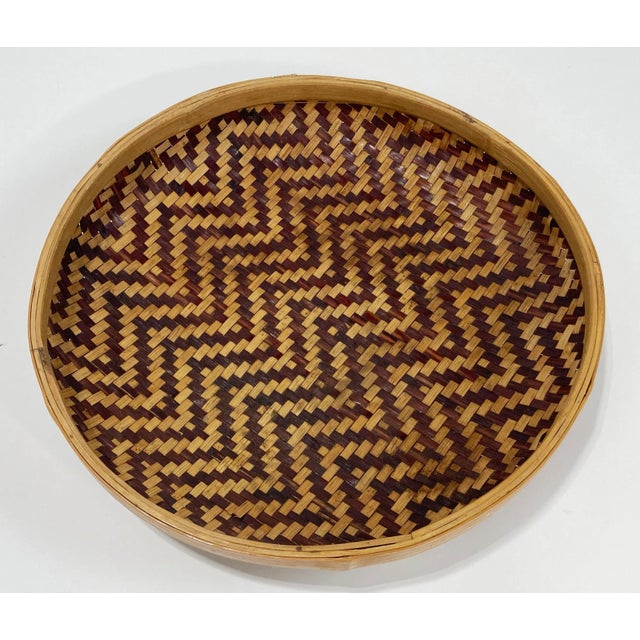Woven Rattan Basket Tray For Sale - Image 4 of 9