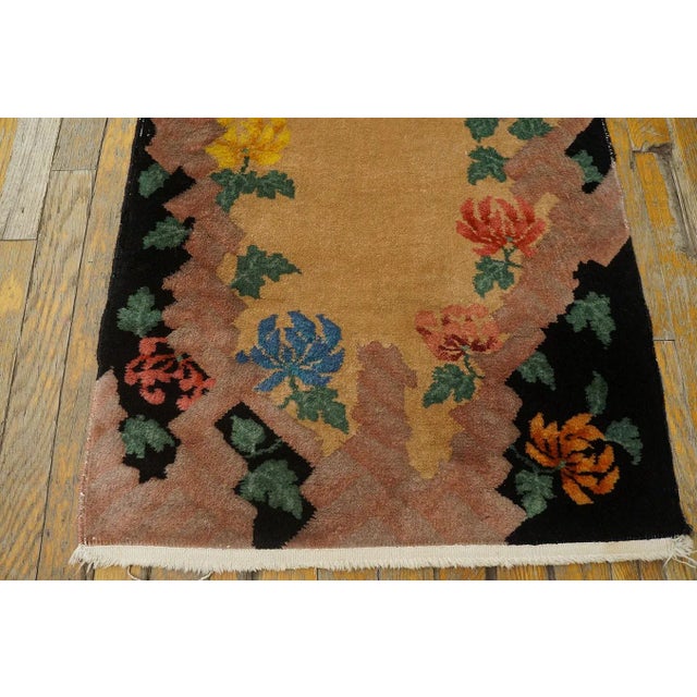 1920s 1920s Beige Floral Antique Chinese Art Deco Rug 2' X 3'10'' by Nichols Workshop Wool Knotted Carpet For Sale - Image 5 of 9