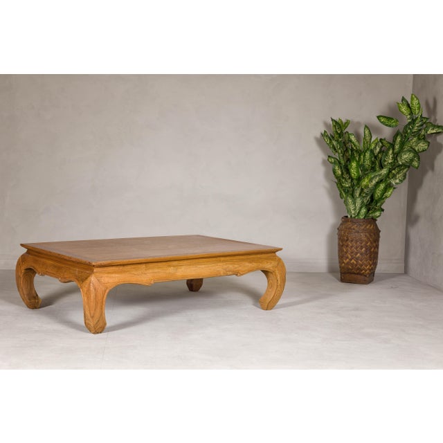 Natural Wood Chow Leg Coffee Table with Carved Apron, Vintage For Sale In New York - Image 6 of 12