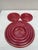 Set of 3 red Mid-Century Majolica pieces Vallauris unsigned , 2 Wine Coasters and 1 trivet with birds. Trivet / Diameter 8...