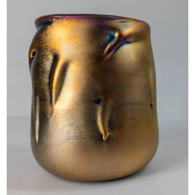 Late 20th Century Mid-Century Contemporary Aurene Glazed Art Glass Vase, Signed For Sale - Image 5 of 12