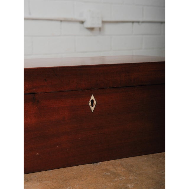 Early 20th Century Mahogany Writing Slope Lap Desk Box With Red Leather Interior and Brass Hardware For Sale In Greensboro - Image 6 of 14