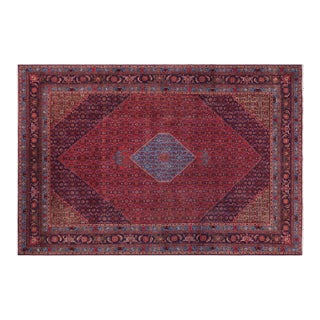 1970s Hand-Knotted Wool Area Rug - Vibrant Red, Blue Medallion 9.7x12.6 For Sale