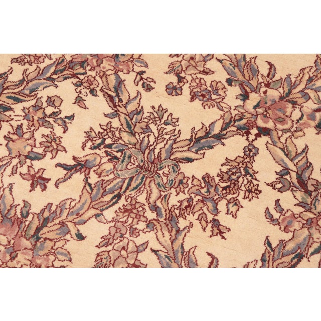Shabby Chic Trellis 1990's Pak-Persian Ivory/Pink Wool Rug - 6'3'' X 9'1'' For Sale In New York - Image 6 of 9